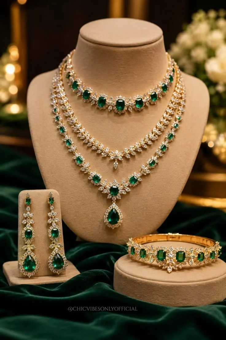 Imperial Emerald & Polki Bridal Set
